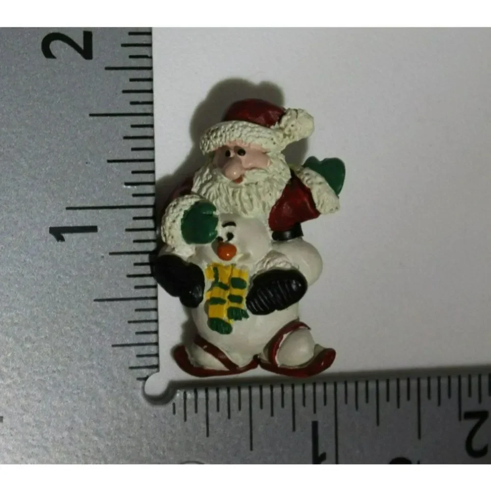 Cute Little Vintage Santa‎ and Snowman Pin Brooch
